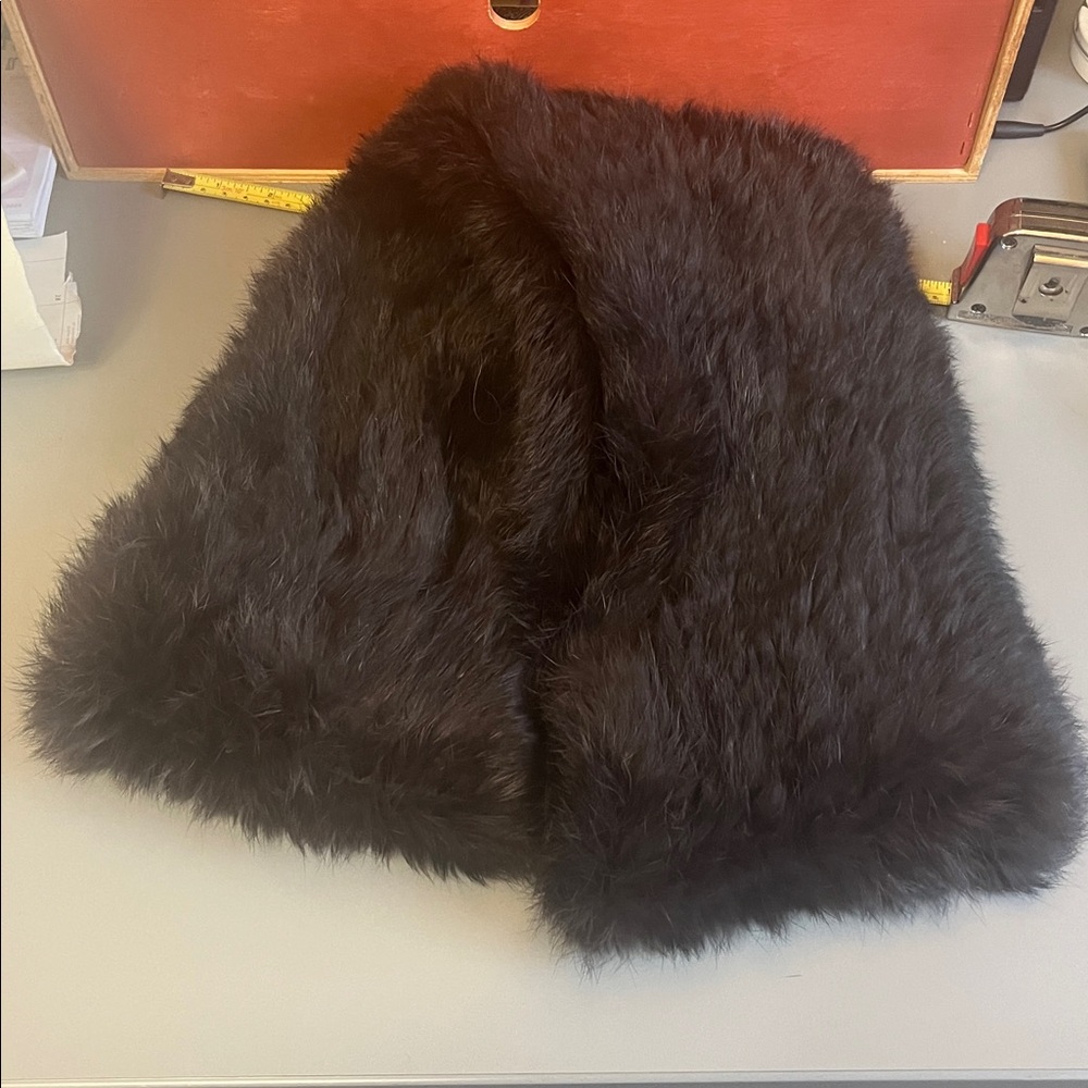 Luxurious Black Rabbit Fur Infinity Scarf